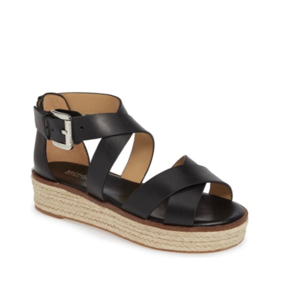 Michael Kors Darby Black Strappy Leather Sandal 10